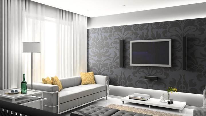 Black Digital Interior And Home Theater Room